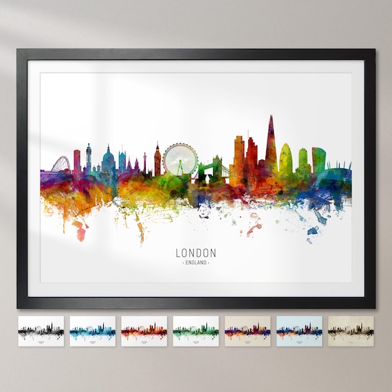 London Skyline England, Cityscape Painting Art Print Poster CX (6481)
