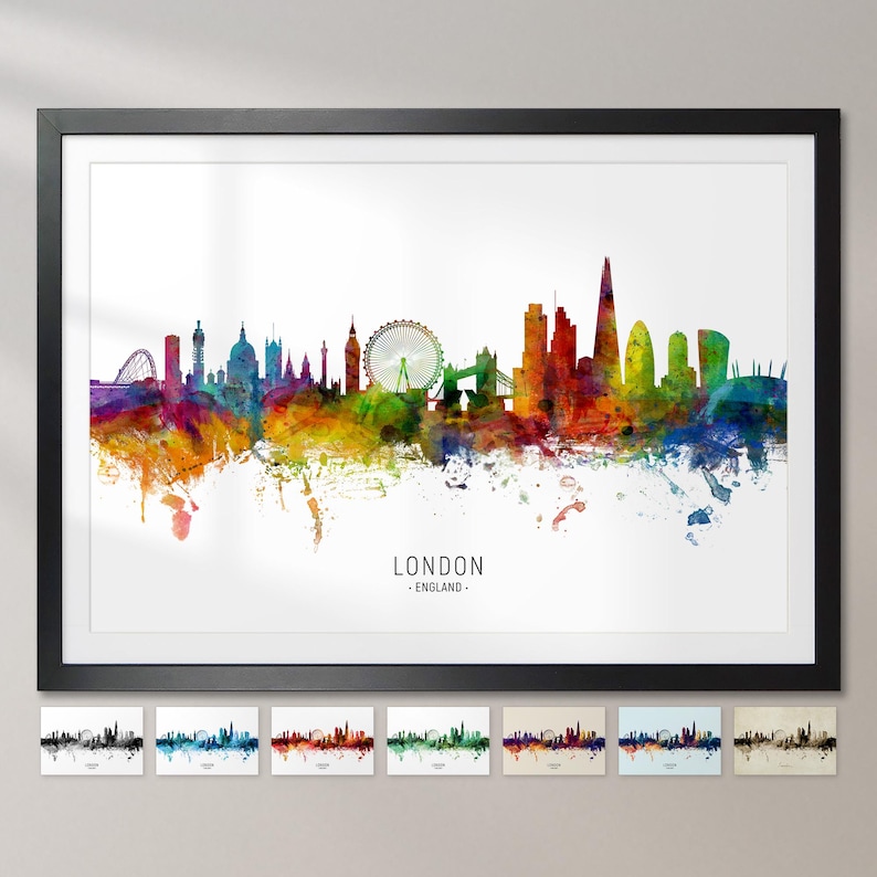 a picture of london england in watercolor on a white background