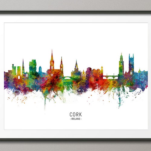 Cork Skyline Ireland Cityscape Painting Art Print Poster CX Etsy