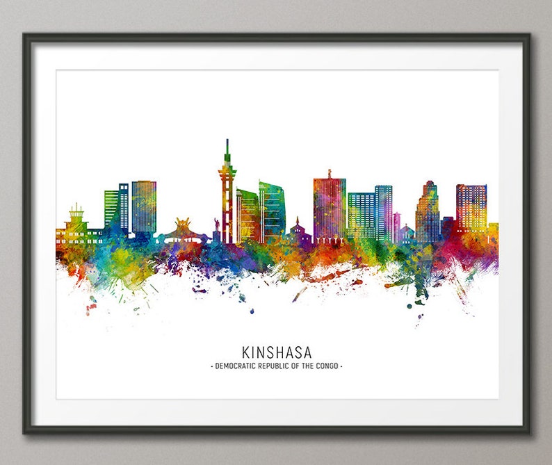 Kinshasa Skyline Democratic Republic of the Congo, Cityscape Painting Art Print Poster CX 29597 image 1