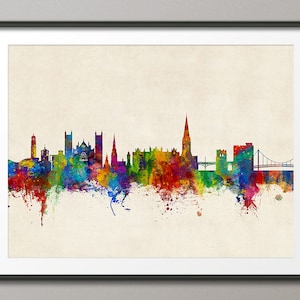 Exeter Skyline, Exeter Devon Cityscape Art Print (2766)