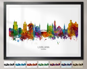 Ljubljana Skyline, Slovenia - Cityscape Painting Art Print Poster CX (6694)