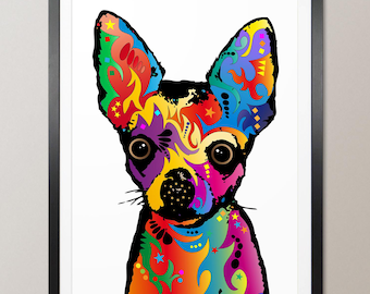 Chihuahua Pop Art Poster - Bold, Colourful Dog Illustration (1746)