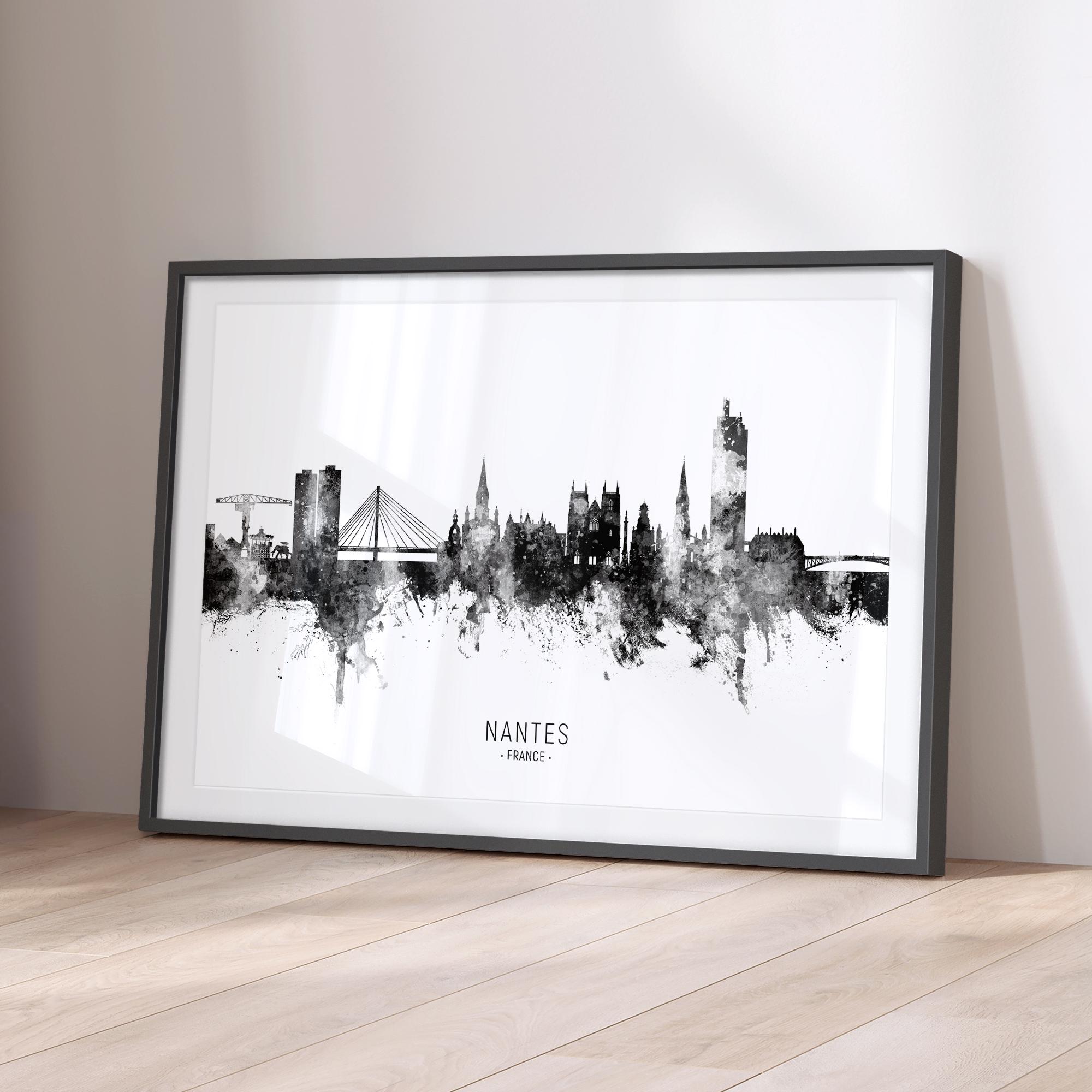 Nantes Skyline France, Cityscape Art Print Poster BX (17506