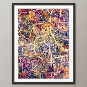 Nashville Map, Nashville Tennessee City Map, Art Print (2985)