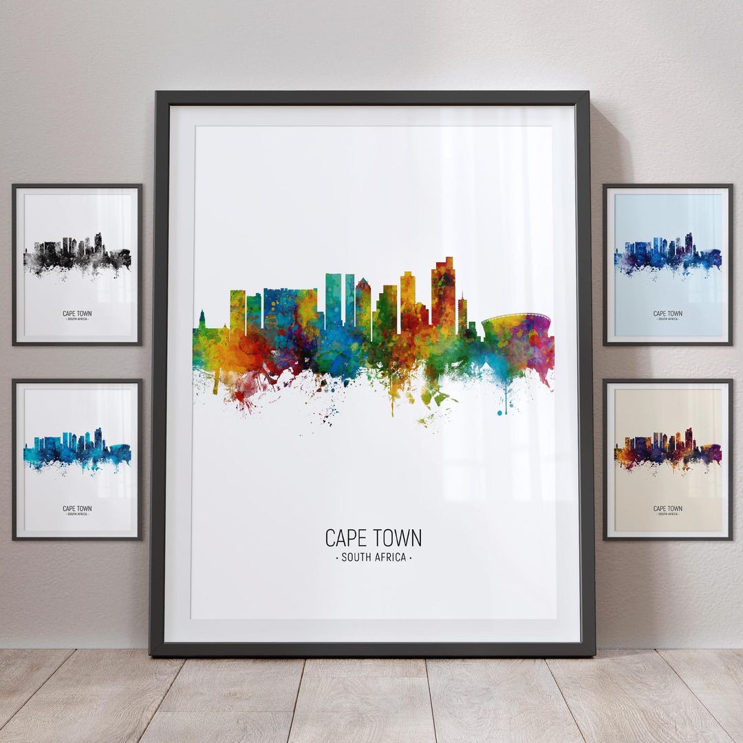 Cape Town Skyline, South Africa Cityscape Art Print Poster Portrait ...