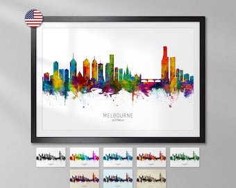 Melbourne Skyline Australia, Art Print Poster YX (6512)