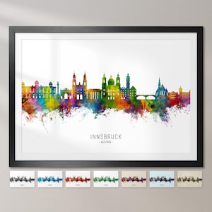 Innsbruck Skyline Austria, Cityscape Painting Art Print Poster CX (30686)