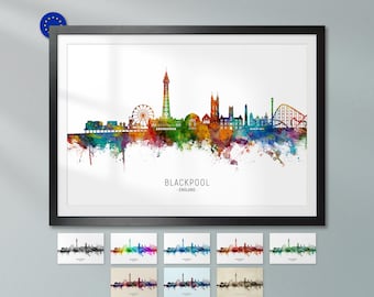 Blackpool Skyline England, Poster Print Cityscape Art ZX (45507)