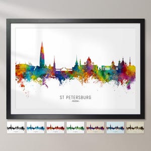 St Petersburg Skyline Russia, Cityscape Painting Art Print Poster CX (22528)