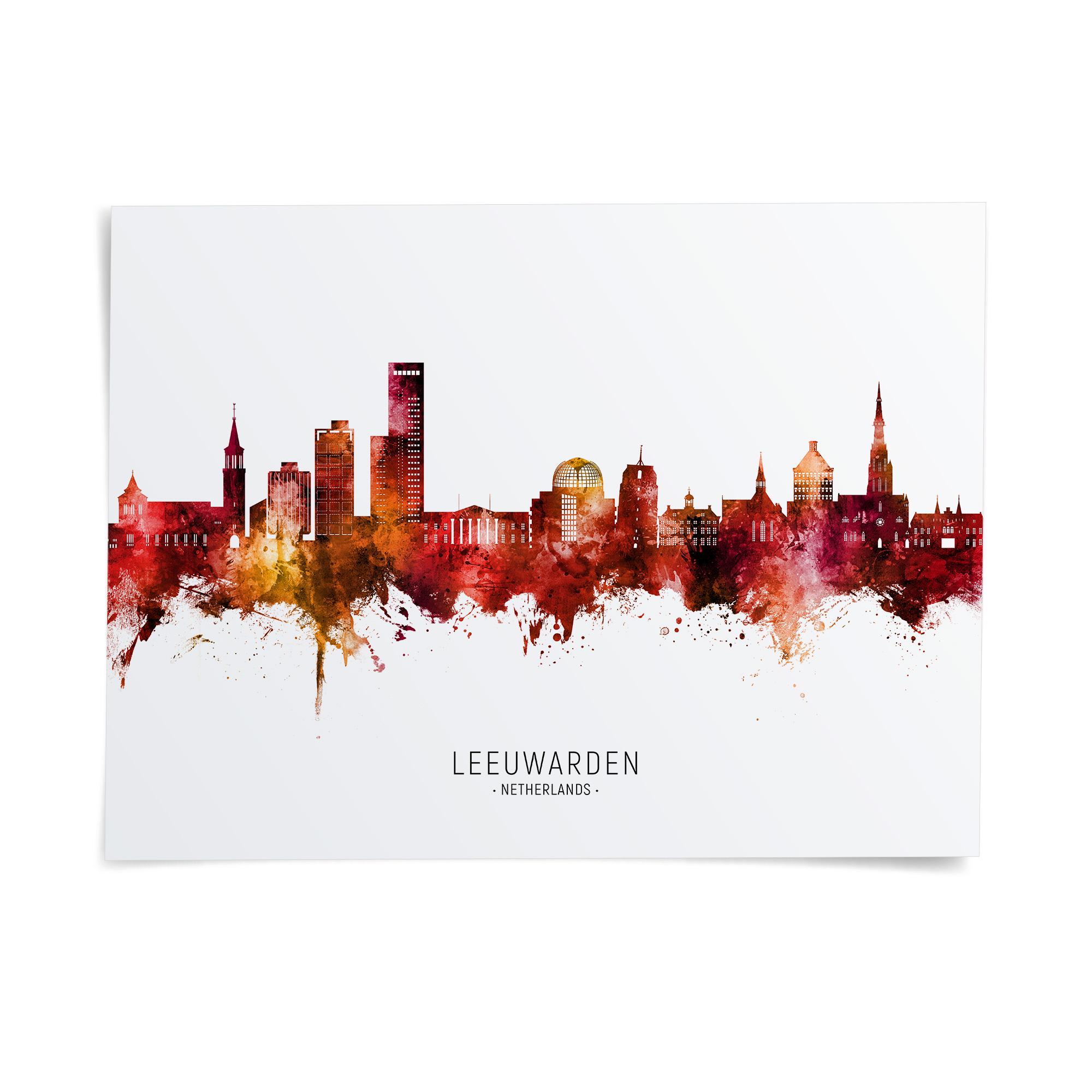 Leeuwarden Skyline Nederland, stadsgezicht Art Print poster ZX