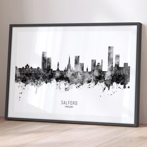 Salford Skyline England, Cityscape Painting Art Print Poster BX (25151)