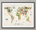Animal Map of the World Map for children and kids, Art Print (60)