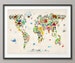 Animal Map of the World Map for children and kids, Art Print (60) 