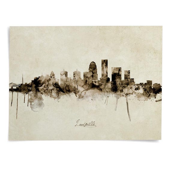 Louisville Skyline Kentucky, Cityscape Painting Art Print Poster