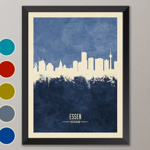 Essen Skyline, Essen Cityscape Germany, Watercolor Art Print Poster 4191 image 2