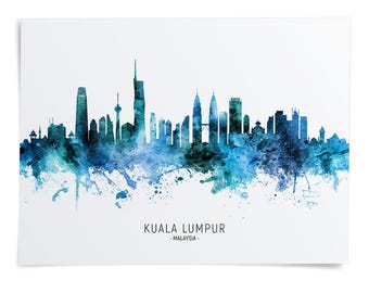 Kuala Lumpur Skyline Malaysia, Cityscape Art Print Poster BX