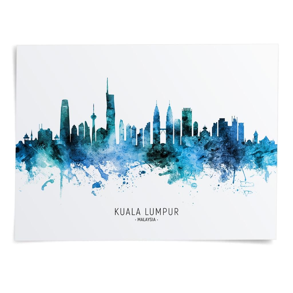 Kuala Lumpur Skyline Malaysia, Cityscape Art Print Poster BX