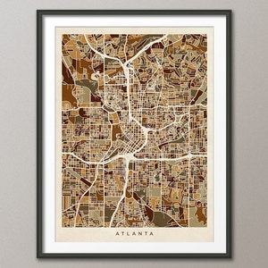 Atlanta Map, Atlanta Georgia City Street Map, Art Print (1807)