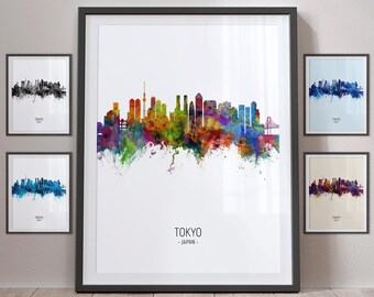 Tokyo Skyline, Japan Cityscape Art Print Poster Portrait - PX (4930)