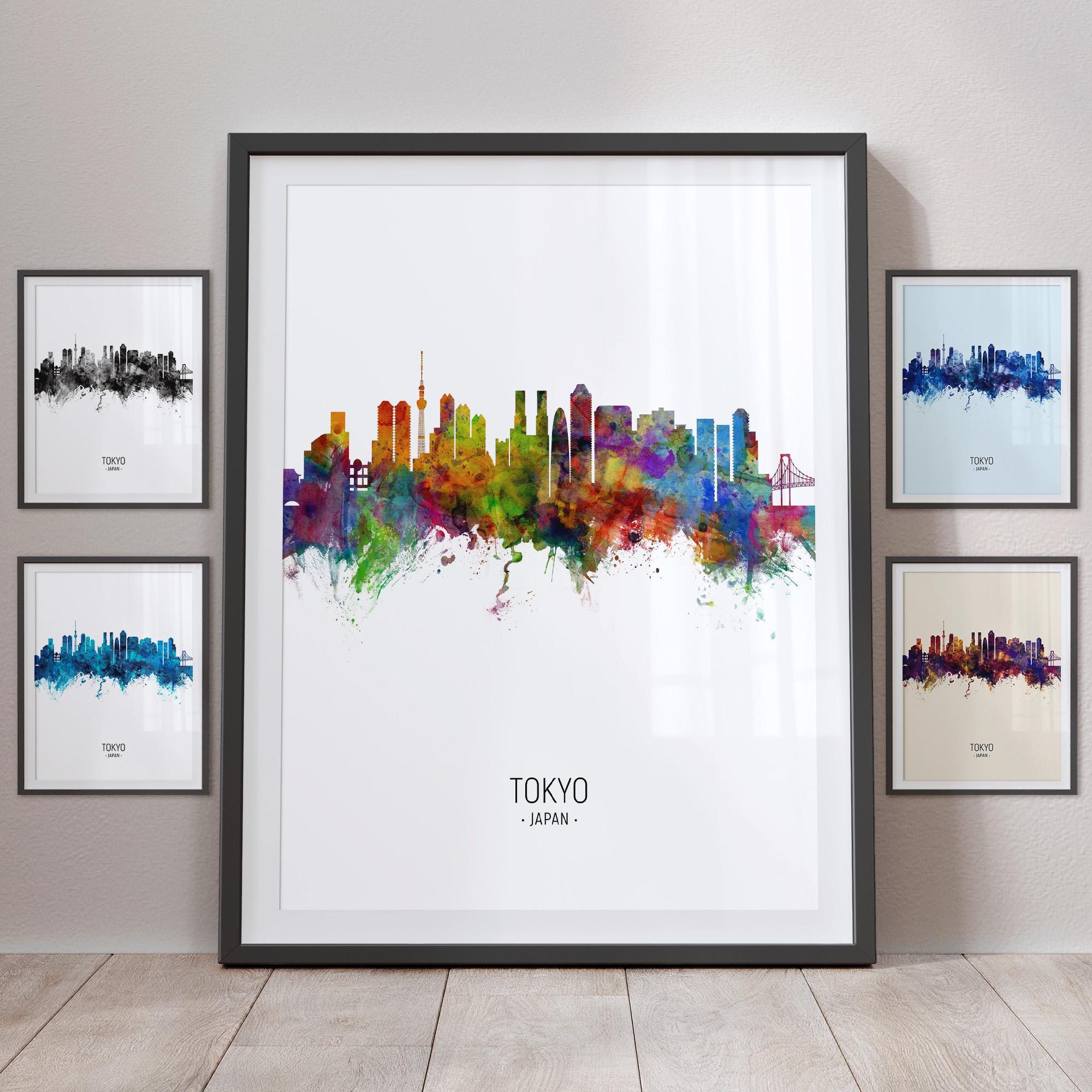 絵画 Tokyo 360 art Tokyo Skyline, Japan Cityscape Art Print Poster Portrait - PX