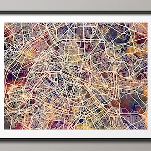 Paris France City Street Map, Art Print (1939)