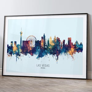 Las Vegas Skyline Nevada, Stadtansicht Gemälde Kunstdruck Poster HX (12017)