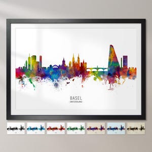 Basel Skyline Switzerland, Cityscape Painting Art Print Poster CX (6662)