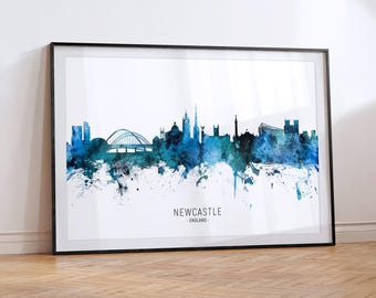 Newcastle Cityscape England, Skyline Poster Print RX (20537)