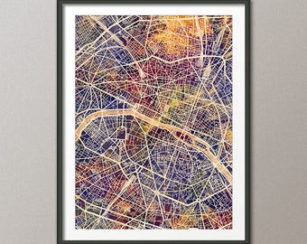 Paris Map, Paris France City Map, Art Print (4578)