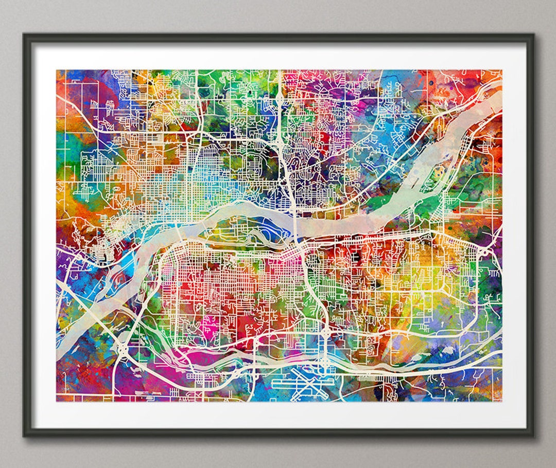 Quad Cities Map, Davenport, Bettendorf, Rock Island, Moline, Art Print (2502) - Etsy