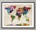 Watercolor Map of the World Map, Art Print, 11x14 up to 18x24 inch (749)