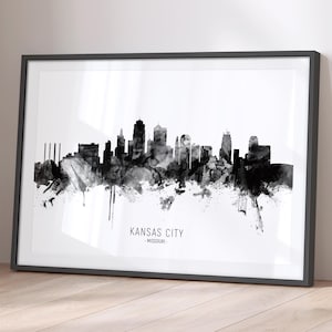 Kansas City Skyline Missouri, Stadtansicht Malerei Kunstdruck Poster BH Set (11552)