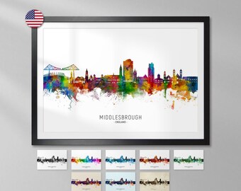 Middlesbrough Skyline England, Art Print Poster YX (44803)