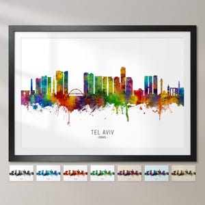 Skyline de Tel-Aviv, Israël, peinture de paysage urbain, impression d'art, affiche CX (8667)