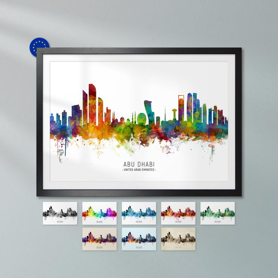Abu Dhabi Skyline UAE, Poster Print Cityscape Art ZX (6716) - Etsy