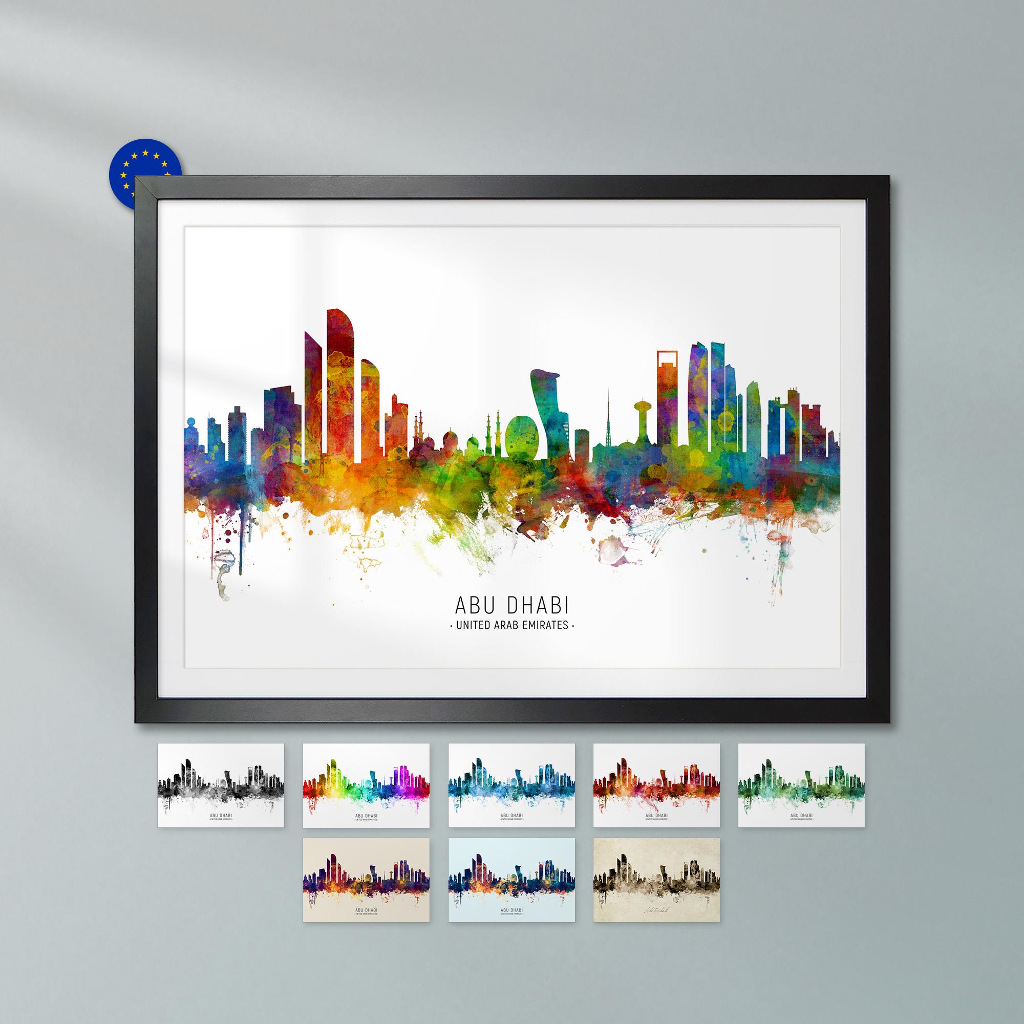 Abu Dhabi Skyline UAE, Art Print Poster ZX (6716) - Etsy