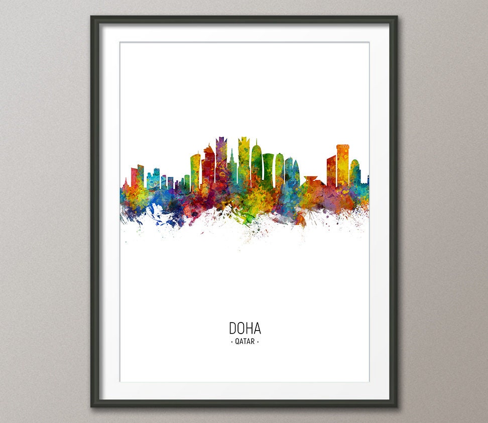 DOHA QATAR SKYLINE GLOSSY POSTER PICTURE PHOTO PRINT night aerial view 3572 DOHA QATAR SKYLINE GLOSSY POSTER PICTURE PHOTO PRINT night aerial view 3572