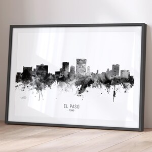 El Paso Skyline Texas, Cityscape Painting Art Print Poster BX (11662)