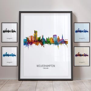 Wolverhampton Skyline, Wolverhampton England Cityscape Art Print Poster Portrait PX (21349)