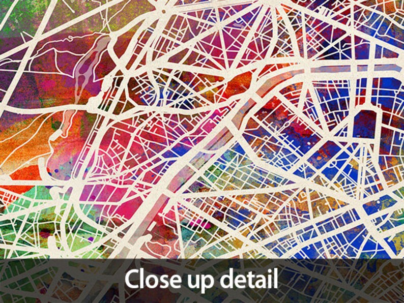 Paris France City Street Map Art Print 1305 Etsy