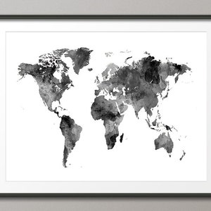 Watercolor Map of the World Map, Art Print WM (2396)
