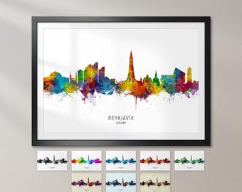 Reykjavík Skyline Iceland, Reykjavik Cityscape Art Print Poster KX (14789)