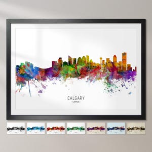Calgary Skyline Canada, Cityscape Painting Art Print Poster CX (6642)