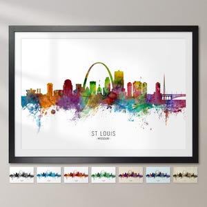 St Louis Skyline Missouri, Cityscape Painting Art Print Poster CX (6609)