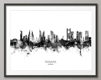 Manama Skyline, Manama Bahrain Cityscape Art Print Poster (29506)