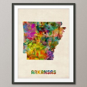 Arkansas Watercolor Map USA, Art Print JX (401)