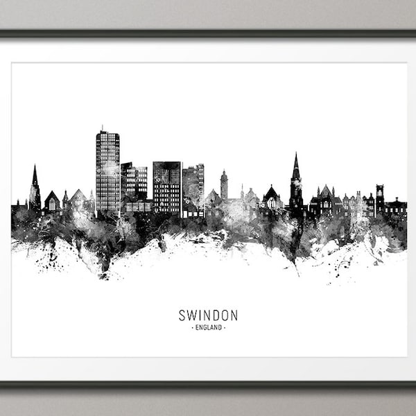 Swindon Skyline, Swindon England Cityscape Art Print Poster (24106)