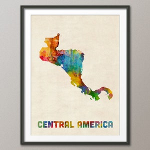 Mittelamerika Aquarell Landkarte, Kunstdruck (4004)