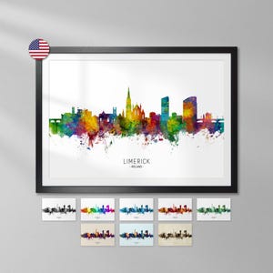 Limerick Skyline Ireland, Cityscape Painting Art Print Poster YX (15732)